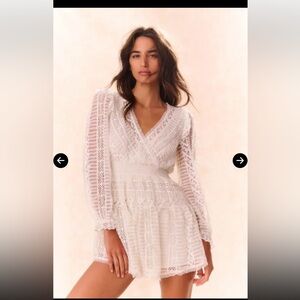 NWT LoveShackFancy CREAM ALONSA LS LACE MINI DRESS Size S